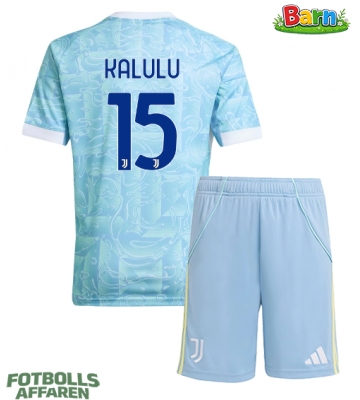 Juventus Pierre Kalulu #15 Bortaställ Barn 2025-26 Kortärmad (+ Korta byxor)